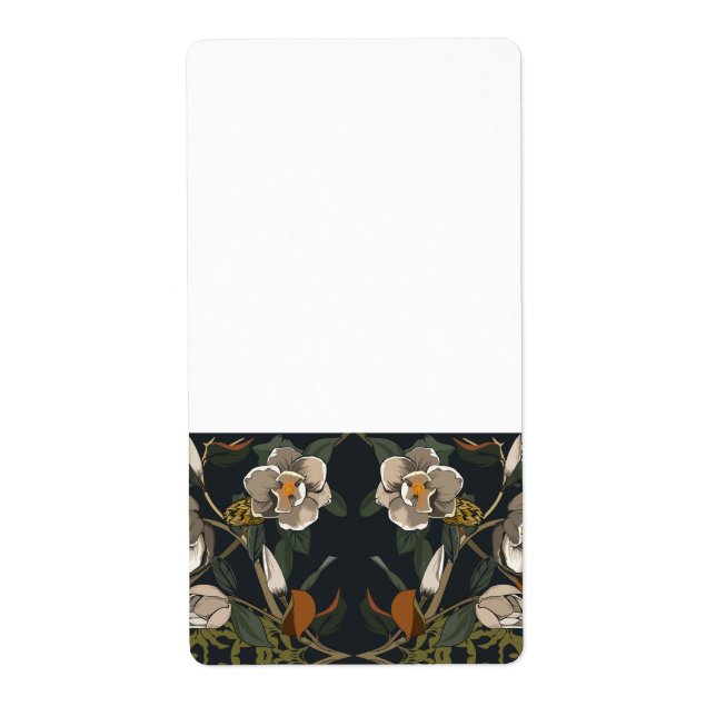 Dark Magnolia Garden Vintage Floral Label (Front)