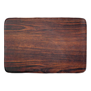 Dark Mahogany wood grain brown wood pattern Bath Mat