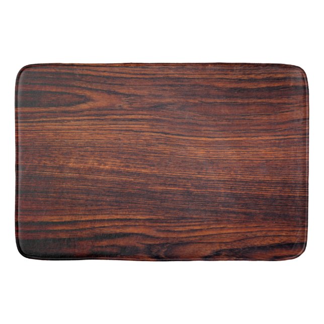 Dark Mahogany wood grain | brown wood pattern     Bath Mat (Front)