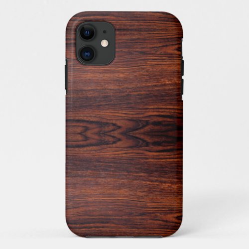 Dark Mahogany wood grain  brown wood pattern  iPhone 11 Case