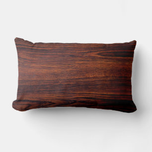 Dark Mahogany wood grain brown wood pattern Lumbar Pillow
