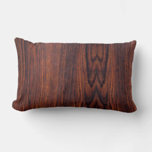 Dark Mahogany wood grain brown wood pattern Lumbar Pillow