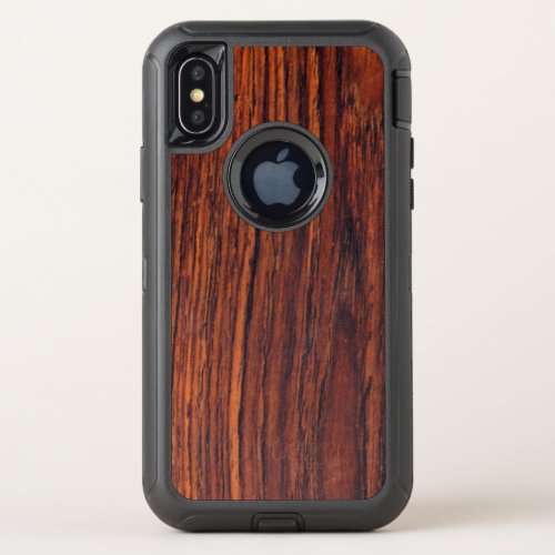 Dark Mahogany wood grain  brown wood pattern  OtterBox Defender iPhone XS Case