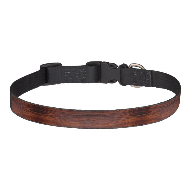 Dark Mahogany wood grain | brown wood pattern  Pet Collar (Front)