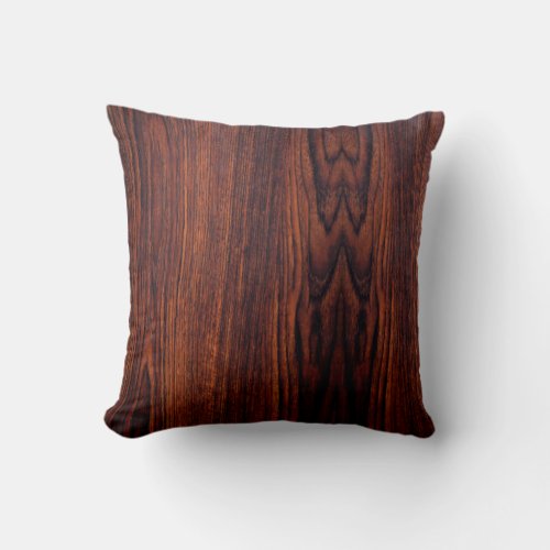 Dark Mahogany wood grain  brown wood pattern  Throw Pillow