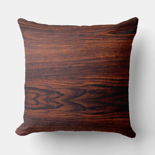 Dark Mahogany wood grain  brown wood pattern  Throw Pillow