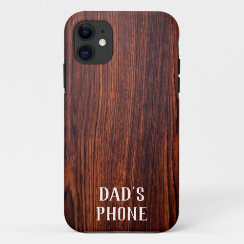 Dark Mahogany wood grain  worlds best dad   iPhone 11 Case