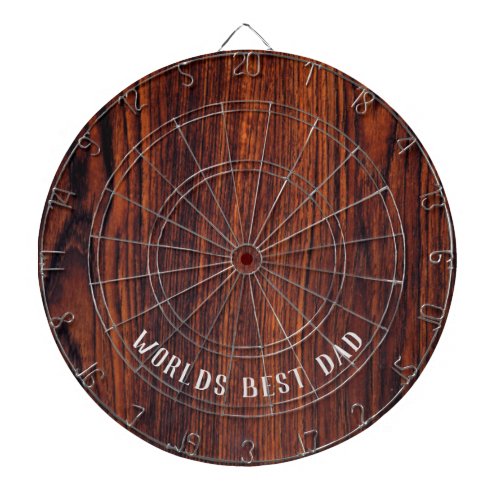 Dark Mahogany wood grain  worlds best dad   Dart Board