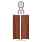 Dark Mahogany Wood Pattern Woodgrain Look Soap Dispenser & Toothbrush Holder (Back)