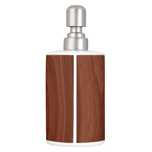Dark Mahogany Wood Pattern Woodgrain Look Soap Dispenser & Toothbrush Holder (Back)