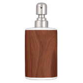 Dark Mahogany Wood Pattern Woodgrain Look Soap Dispenser & Toothbrush Holder (Front)