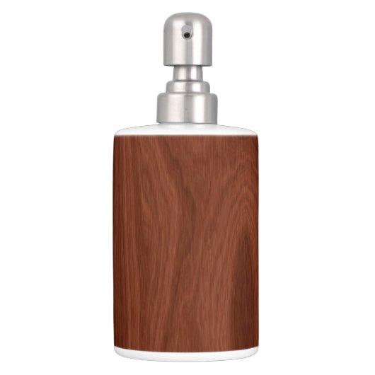 Dark Mahogany Wood Pattern Woodgrain Look Soap Dispenser & Toothbrush Holder (Front)
