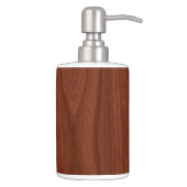 Dark Mahogany Wood Pattern Woodgrain Look Soap Dispenser & Toothbrush Holder (Right)