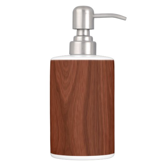 Dark Mahogany Wood Pattern Woodgrain Look Soap Dispenser & Toothbrush Holder (Right)
