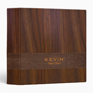 Dark Mahogany Wood Texture Brown Leather Aaccent 3 Ring Binder