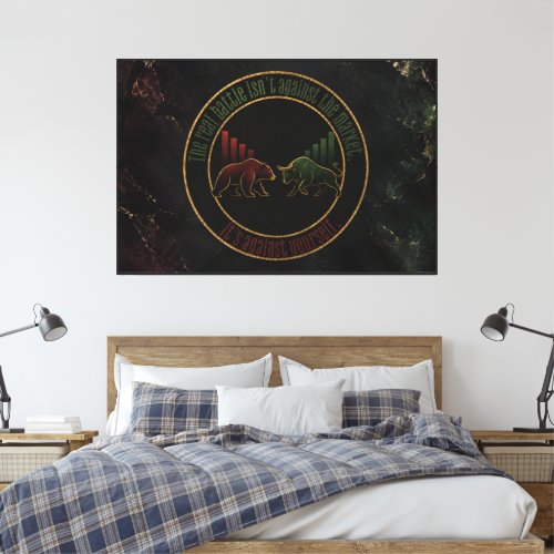 Dark Marble Bull Bear Trader Design Canvas Print
