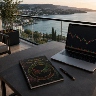 Dark Marble Bull Bear Trader Design Notebook