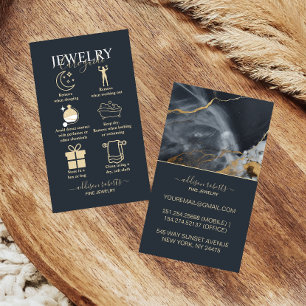 Dark Marble Elegant Branding Jewelry Care Business Card