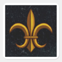 Dark Marble Fleur De Lis Square Stickers