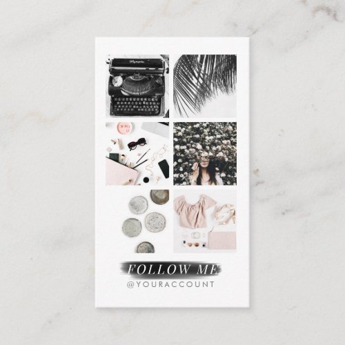 Dark Marble Instagram Feed Photo Collage Follow Me Business Card
