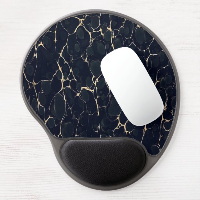 Dark Marble Pattern Abstract Alcohol Ink Style 1 Gel Mouse Pad (Left Side)