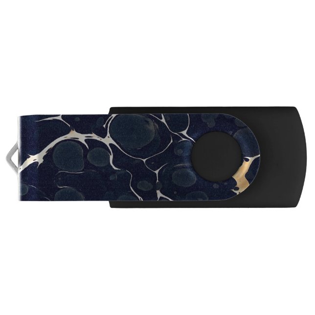 Dark Marble Pattern Abstract Alcohol Ink Style Dar Flash Drive (Back)