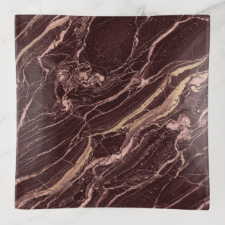 Dark Marble Red Elegant Minimal Aesthetic Trinket Tray