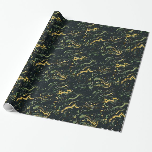 Dark Marble Swirl Wrapping Paper (Unrolled)