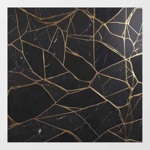 Dark Marble wall with thin gold patterns Floor Decals