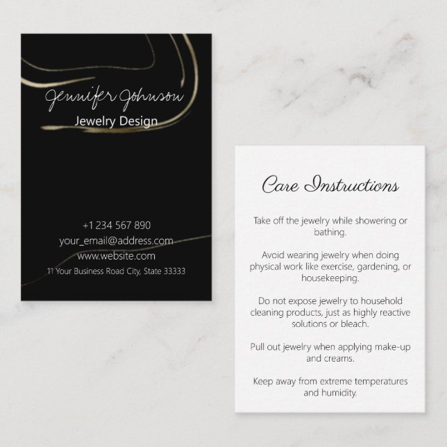 Dark Marbling Jewelry Care Business Card (Front/Back)