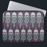 Dark Mark Geometric Icon Pattern Laptop Sleeve<br><div class="desc">Embrace the darker side of the wizarding world with this bold Dark Mark inspired pattern design. Featuring an all-over repeat of skulls entwined with serpents, magical symbols, and subtle sparkling accents, this striking artwork captures the mysterious and powerful aesthetic associated with the Dark Arts. Set against a deep, moody background,...</div>