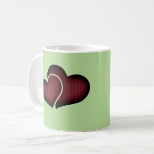 Dark Maroon Double Crosshatch Hearts Coffee Mug