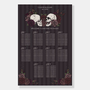 Dark Maroon Gothic Skull Seating Chart Sign