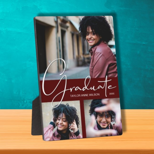 Dark Maroon Graduation Photo Collage Plaque (Creator Uploaded)