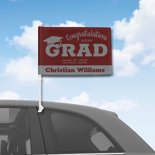 Dark Maroon Gray Graduation Car Flag (Creator Uploaded)
