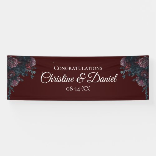 Dark Maroon Mauve Gothic Elegant Wedding Banner