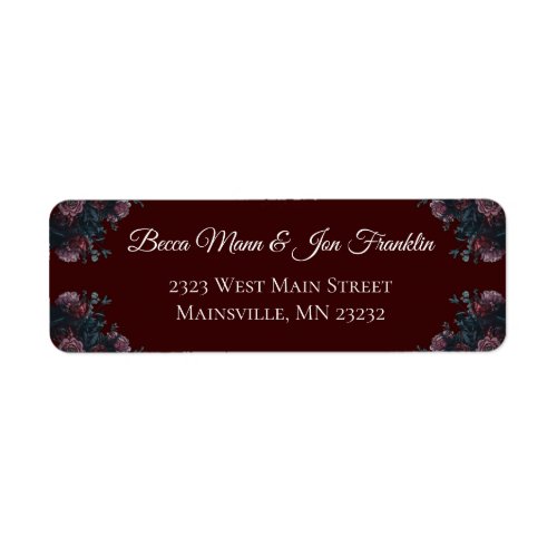 Dark Maroon Mauve Gothic Elegant Wedding Label