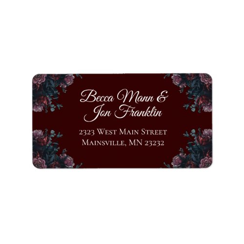 Dark Maroon Mauve Gothic Elegant Wedding Label