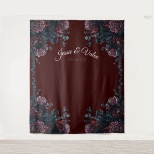 Dark Maroon Mauve Gothic Elegant Wedding Tapestry