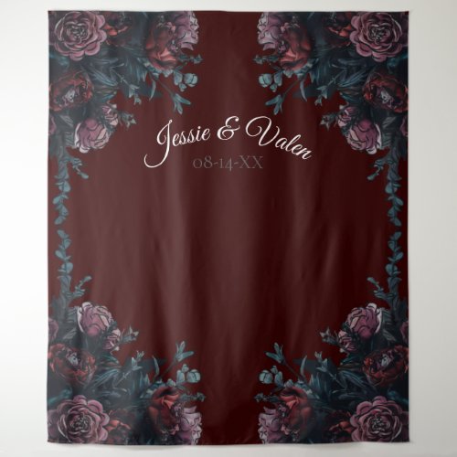 Dark Maroon Mauve Gothic Elegant Wedding Tapestry