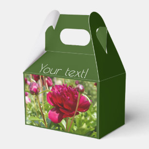Dark Maroon velvet peonies Favor Boxes