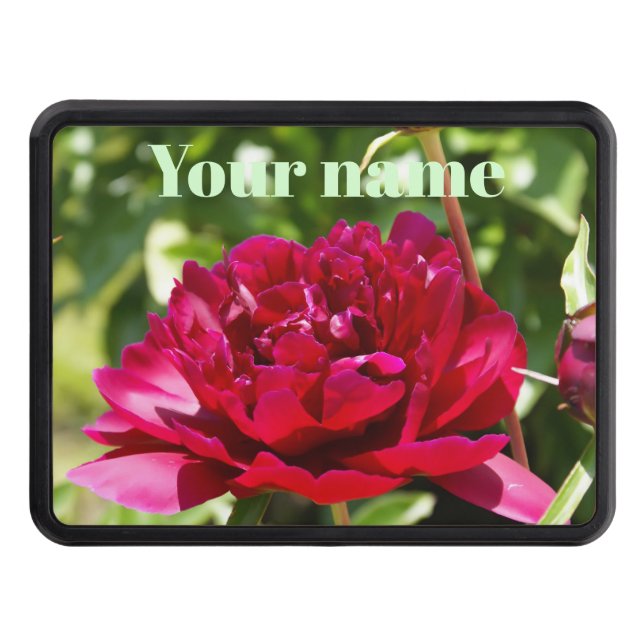 Dark Maroon velvet peonies Hitch Cover (Front)