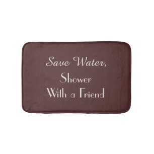 Dark Marsala Burgundy Save Water Funny Plush Bath Mat