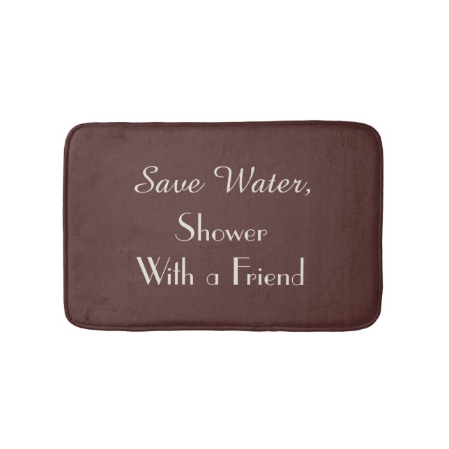 Dark Marsala Burgundy Save Water Funny Plush Bath Mat (Front)