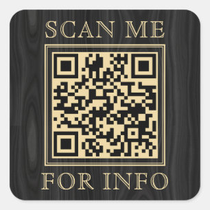 Dark Masculine Black Gold Business QR Code Scan Me Square Sticker