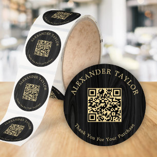 Dark Masculine Business Company QR Thank You Classic Round Sticker