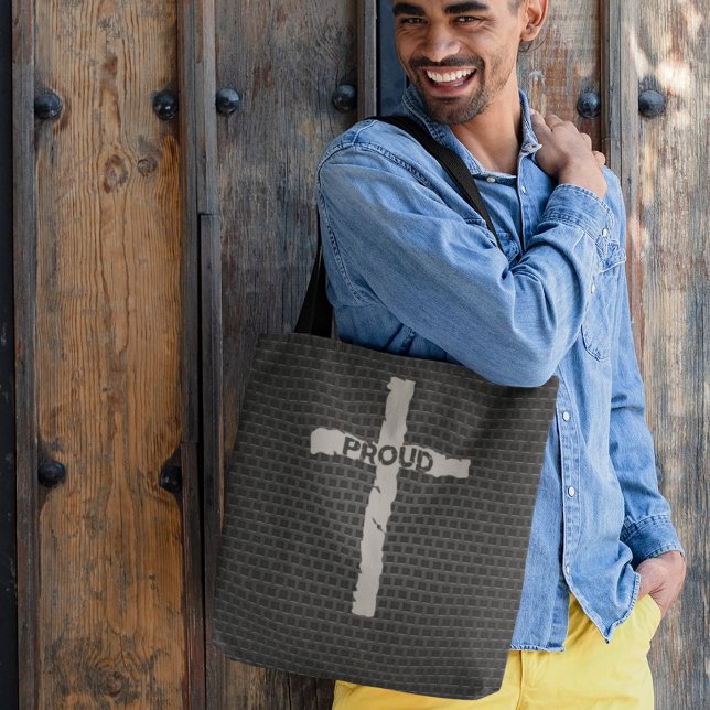 Dark Masculine Proud Christian Cross Metal Stone  Tote Bag (Creator Uploaded)