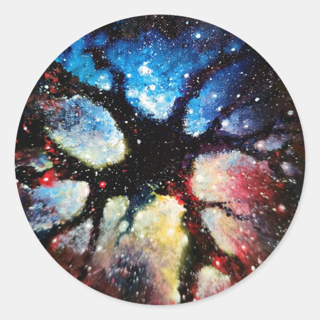 Dark matter in the universe classic round sticker (Front)