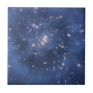 Dark Matter Ring and Galaxy Cluster in Cobalt Blue Ceramic Tile