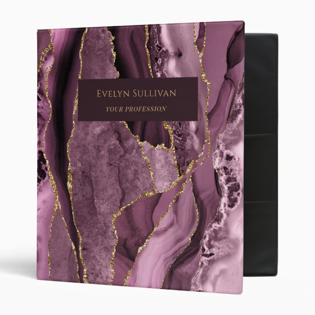 Dark mauve and gold agate binder (Front/Inside)